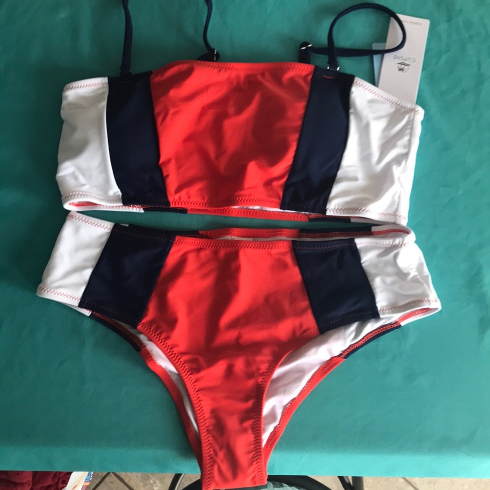 CupShe Tricolor Bandeau Swimsuit
